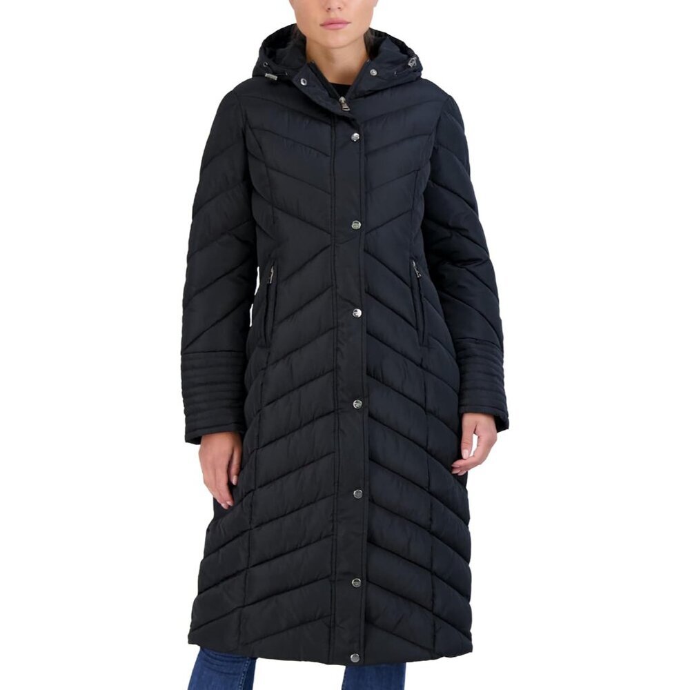 Long Quilted Women's Puffer Parka - Weather Resistant & Hooded Winter Wear